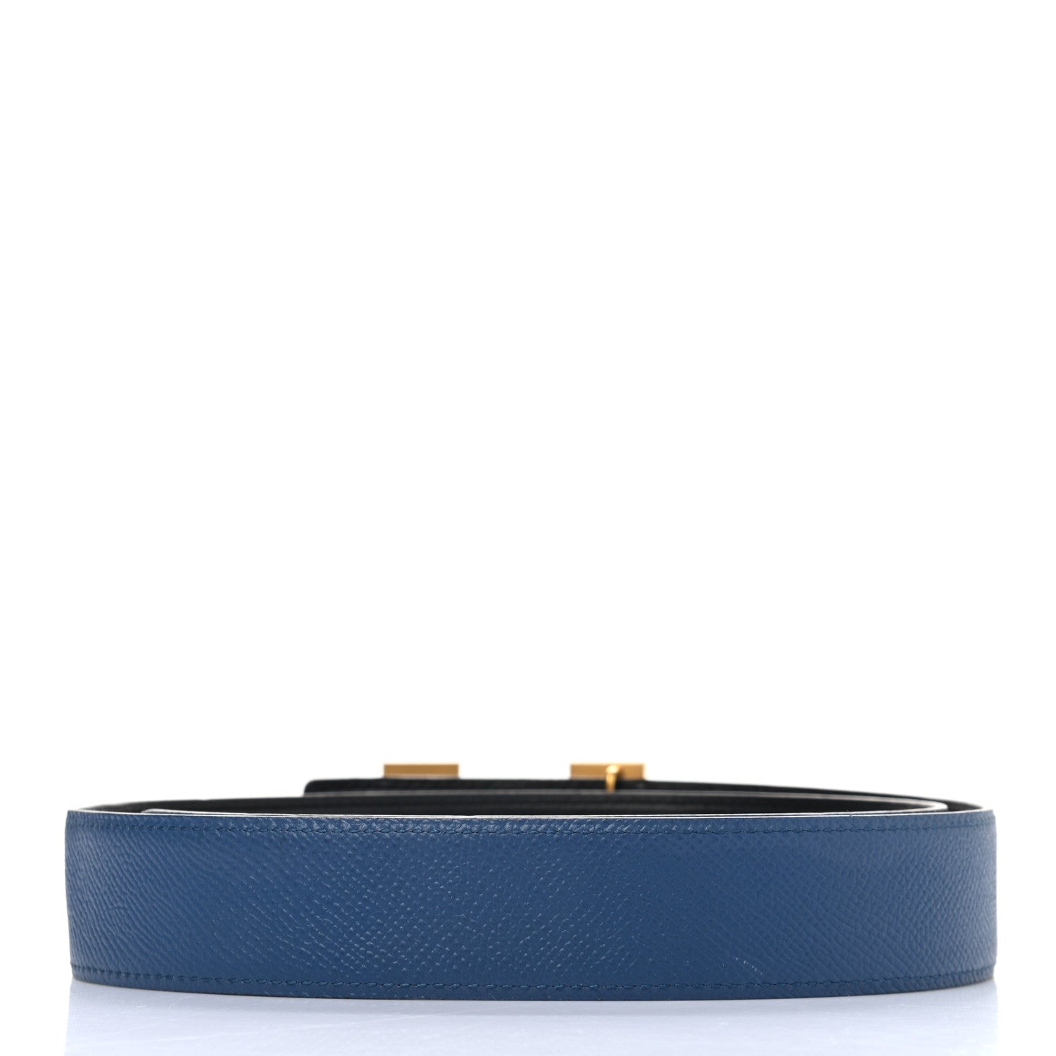 Hermes Epsom Swift 32mm Guilloche H Belt 85 Bleu Brighton Black 2 of 6