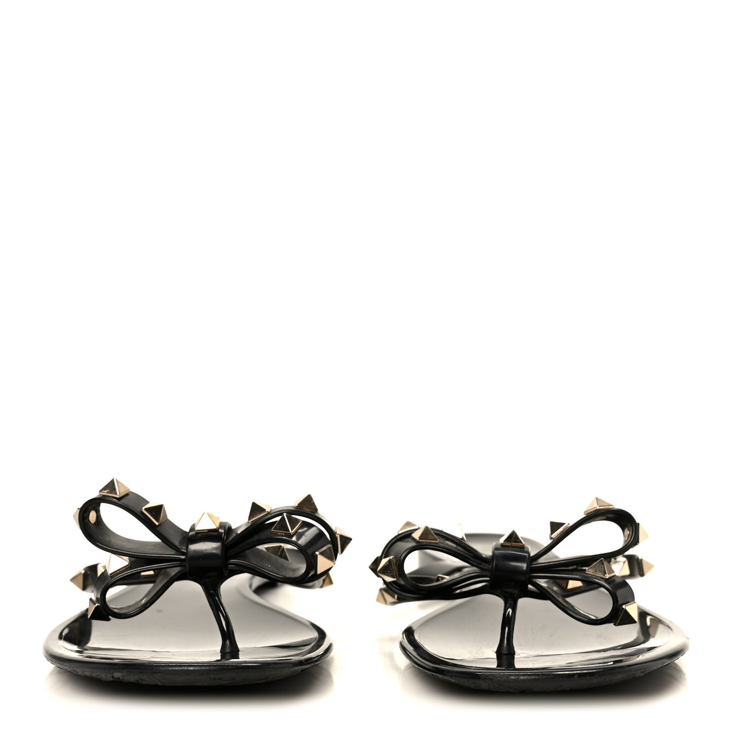 PVC Jelly Rockstud Bow Thong Sandals 41 Black