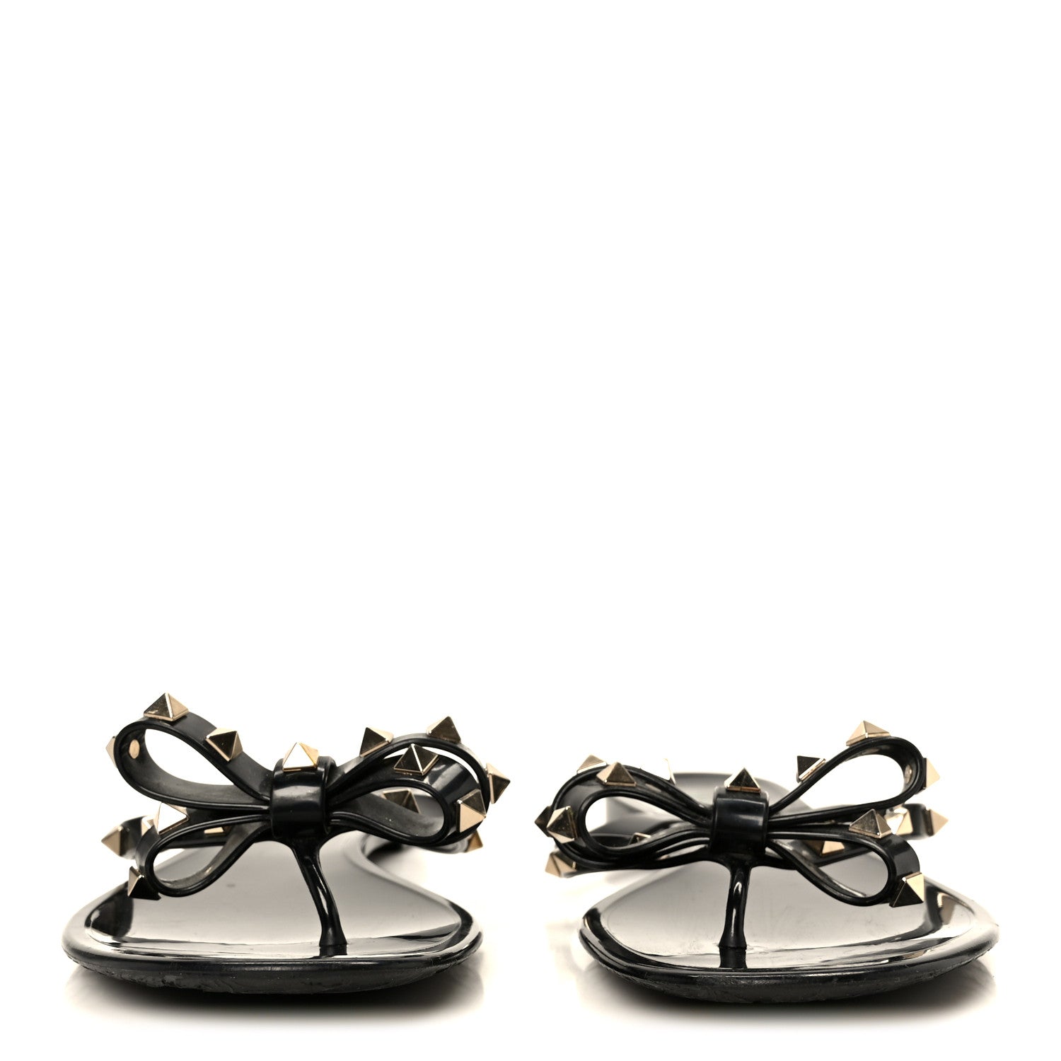 Valentino Garavani PVC Jelly Rockstud Bow Thong Sandals 41 Black 3 of 8