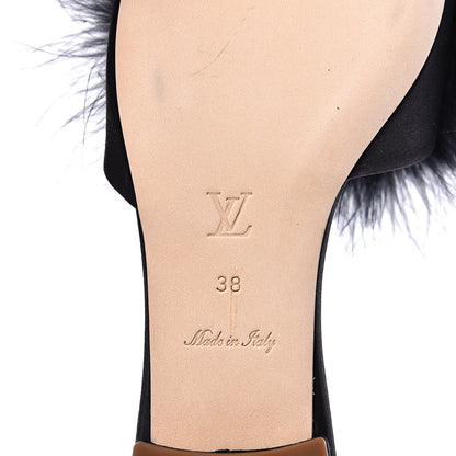 Louis Vuitton Fur Crystal LV Marilyn Flat Mule 38 Black 8 of 9