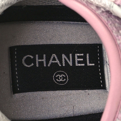Chanel Tweed Suede Calfskin CC Sneakers 41 Gray Pink 9 of 9
