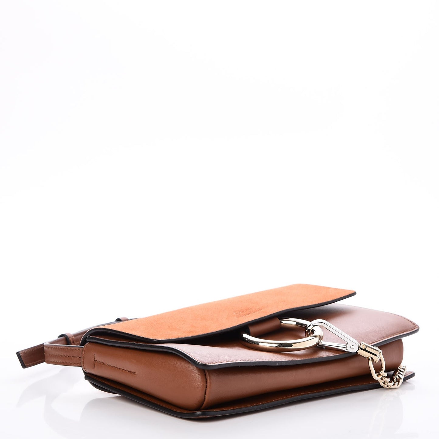 Suede Calfskin Small Faye Shoulder Bag Tobacco