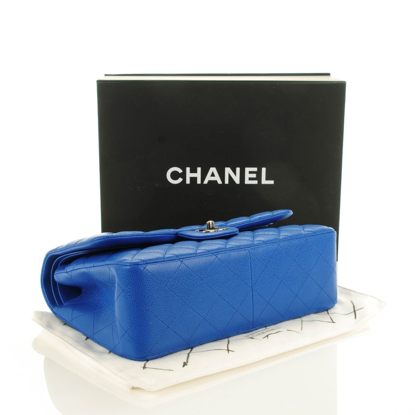 Caviar Quilted Jumbo Double Flap Blue