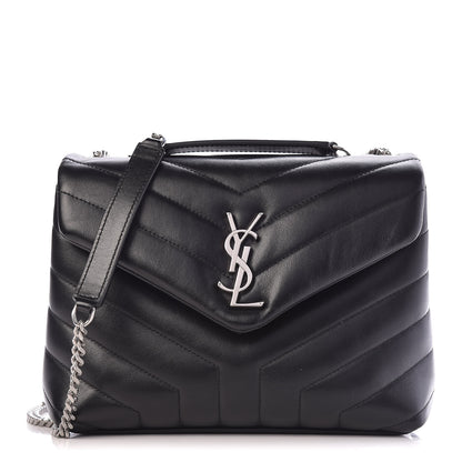 Saint Laurent Calfskin Y Quilted Monogram Small Loulou Chain Satchel Black 1 of 13