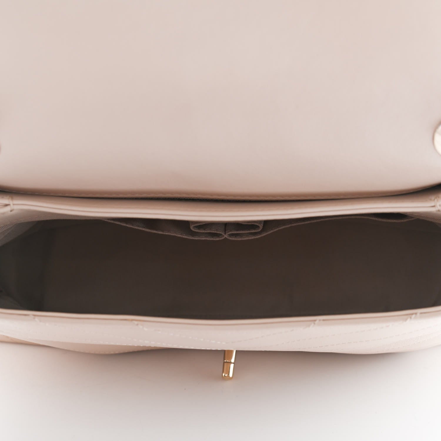 Chanel Grained Calfskin Stitched Medium Chevron Chic Top Handle Flap Beige 5 of 11