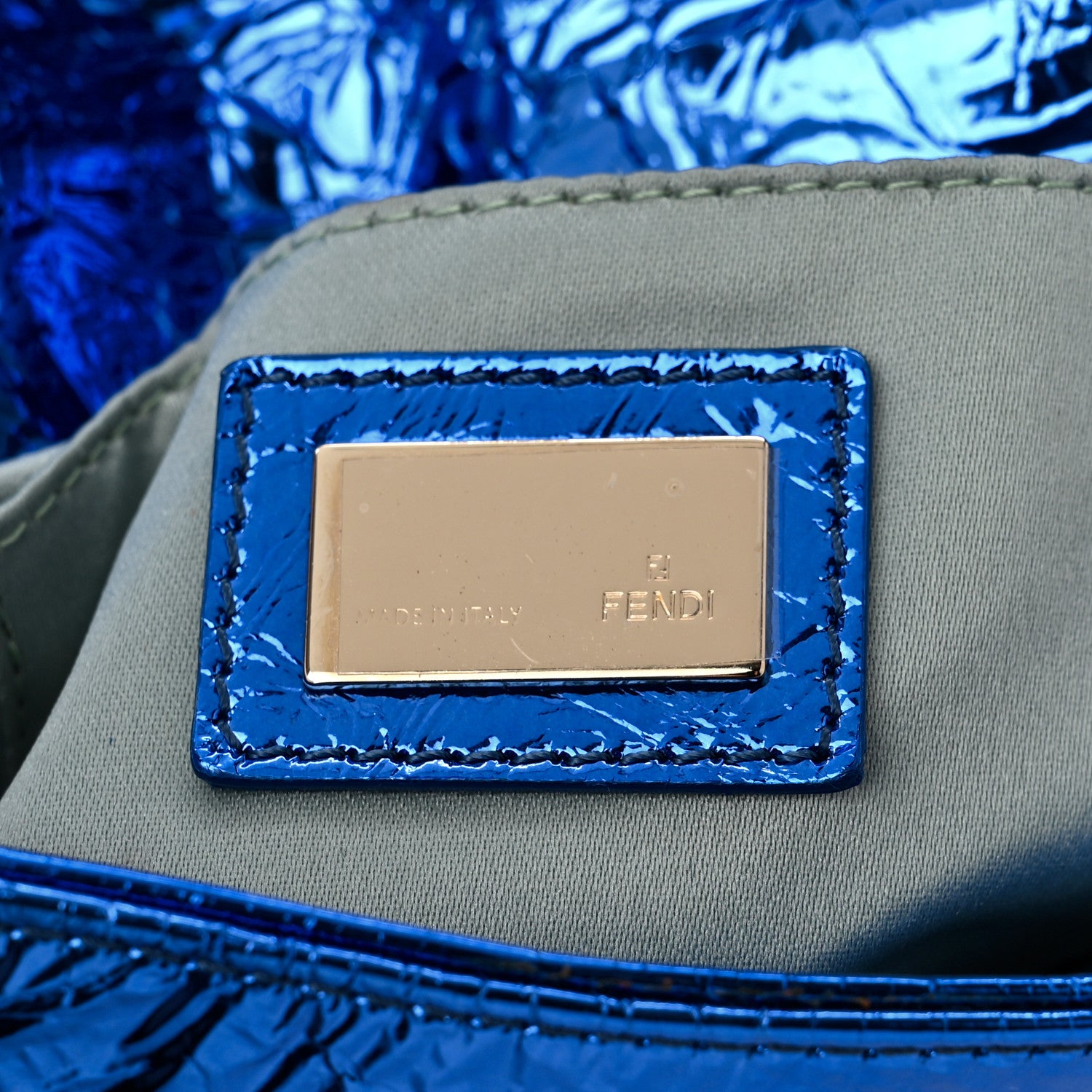 Fendi Metallic Calfskin Mia Pochette Blue 6 of 10