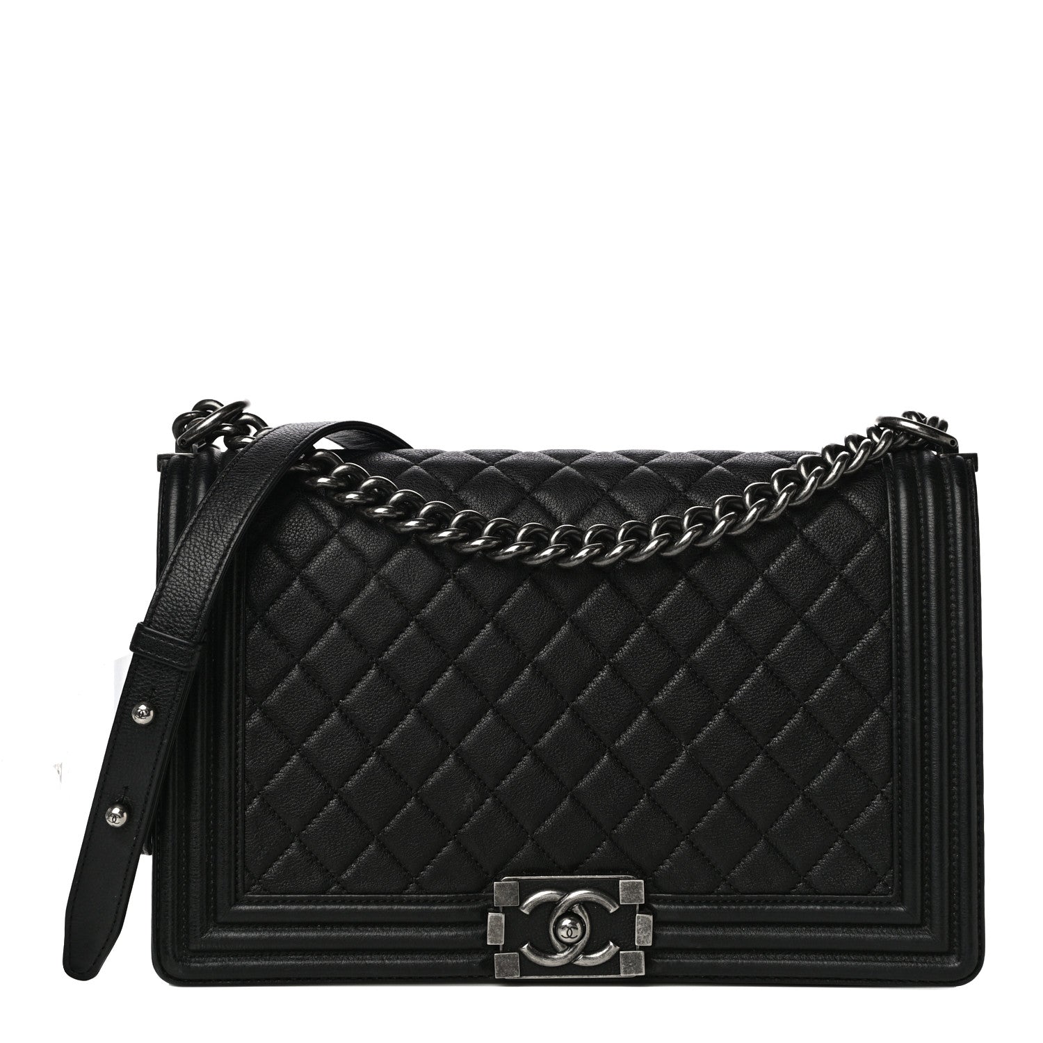 Chanel Grained Calfskin Quilted New Medium Boy Flap Black 1 of 18