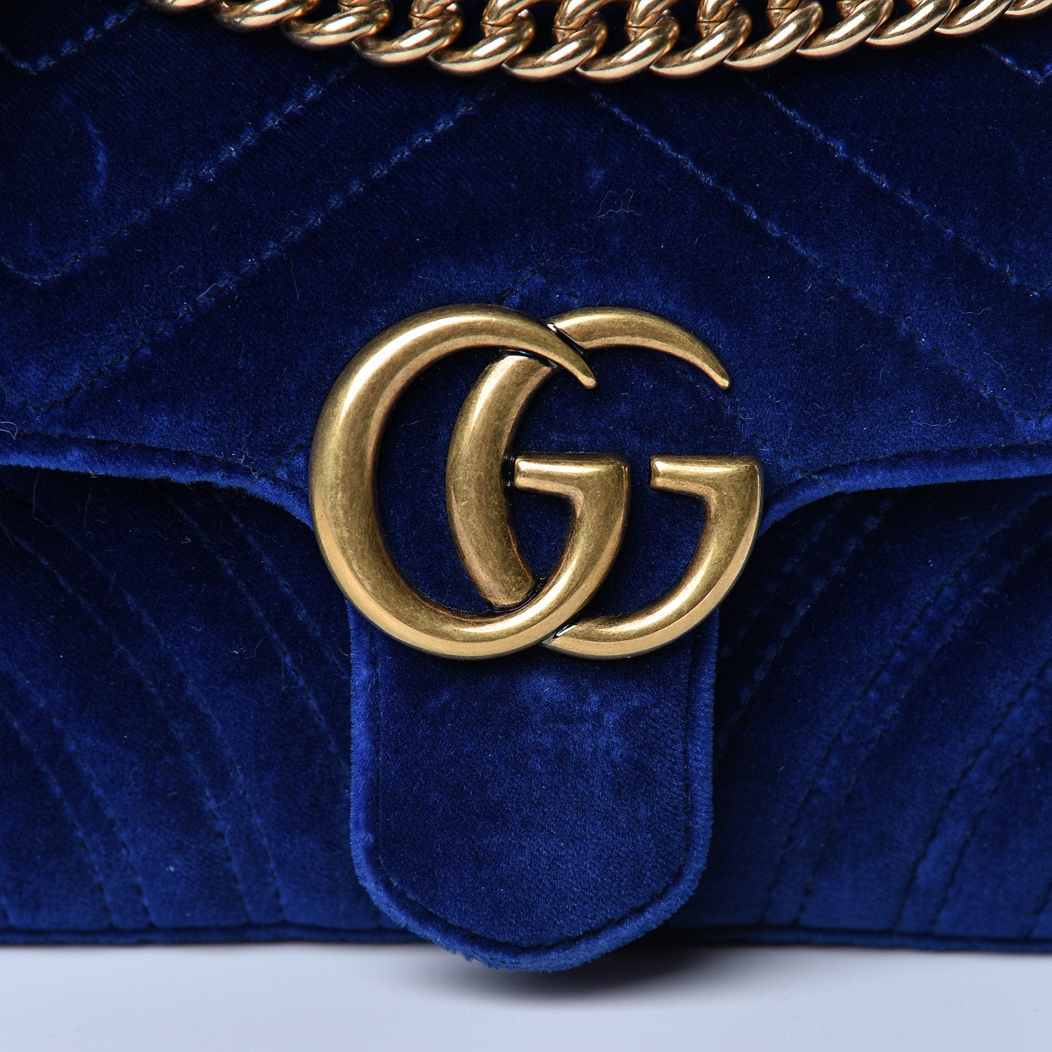 Gucci Velvet Matelasse Mini GG Marmont Shoulder Bag Cobalt Blue 11 of 11