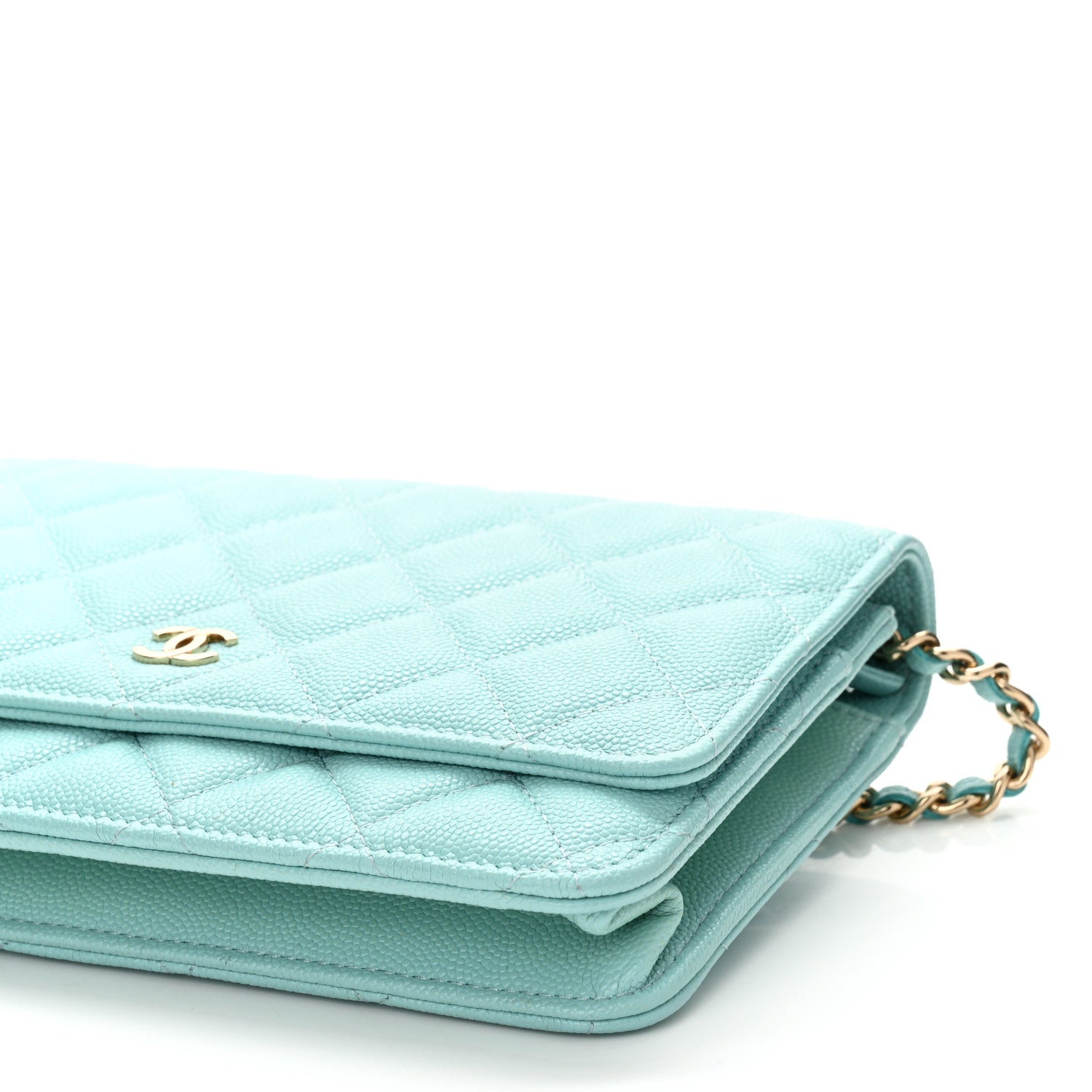 Chanel Caviar Quilted Wallet On Chain WOC Light Blue 10 of 11