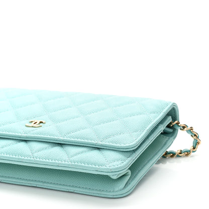 Chanel Caviar Quilted Wallet On Chain WOC Light Blue 10 of 11