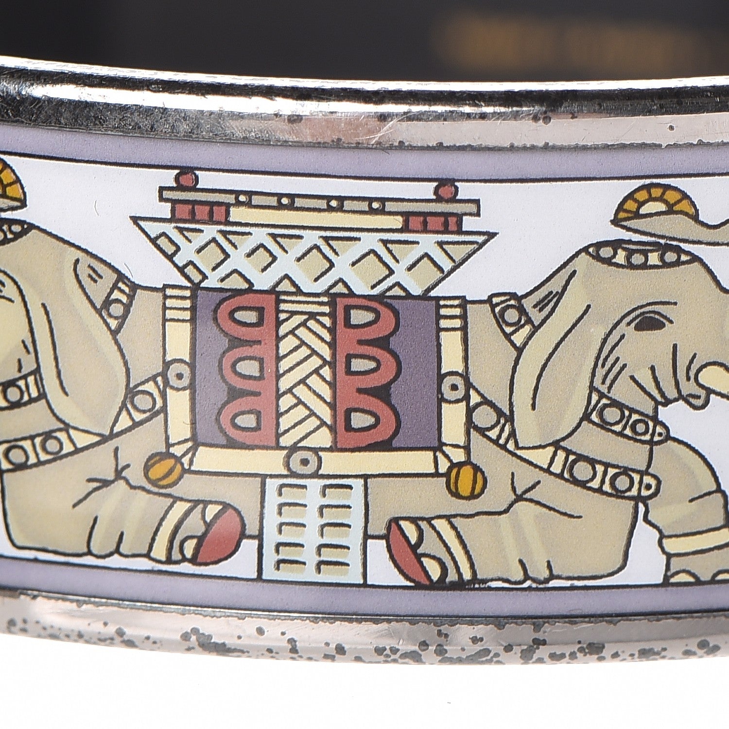Hermes Enamel Printed Elephant Torana Wide Bracelet 65 6 of 6