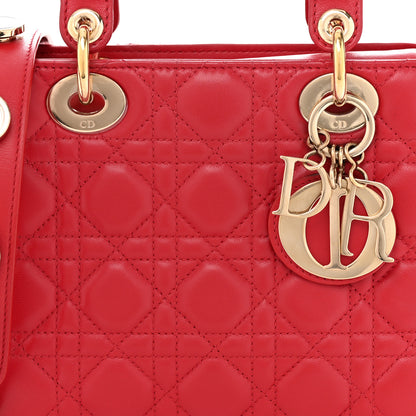 Christian Dior Lambskin Cannage Small Lucky Badges My Lady Dior Red 8 of 12