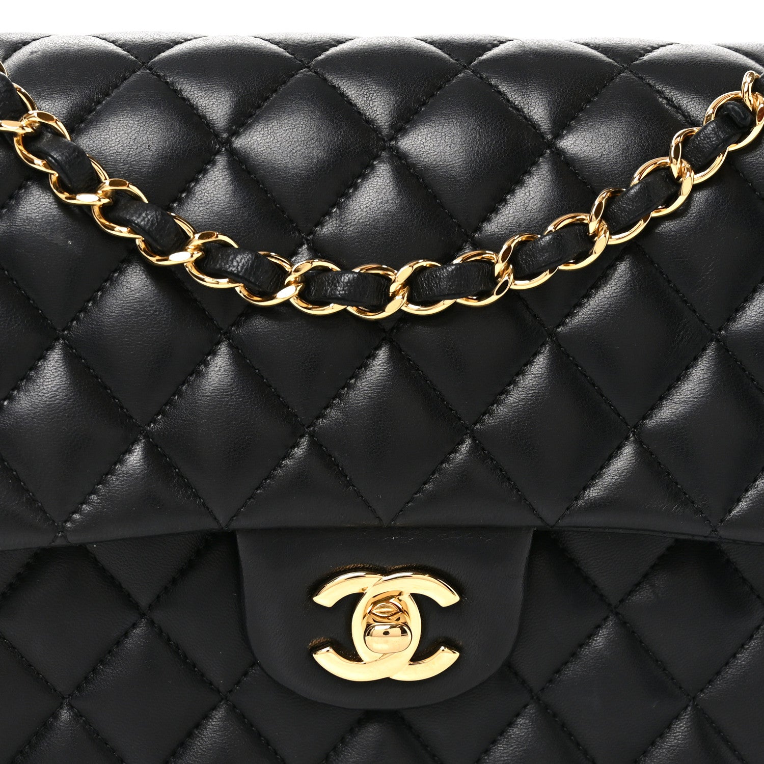 Chanel Lambskin Quilted Medium Double Flap Black 8 of 10