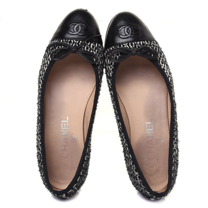 Chanel Tweed Cap Toe Ballerina Flats 36.5 Black White 13 of 14