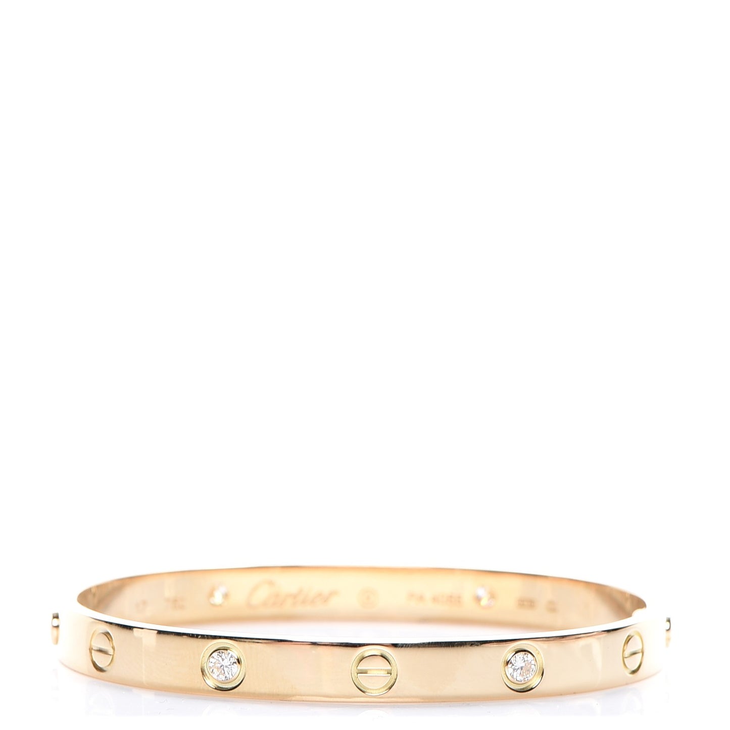 18K Yellow Gold 4 Diamond LOVE Bracelet 17