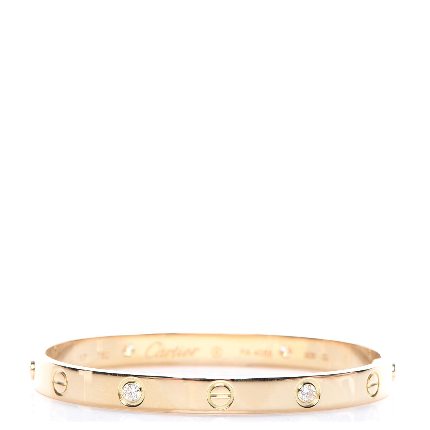 Cartier 18K Yellow Gold 4 Diamond LOVE Bracelet 17 1 of 10