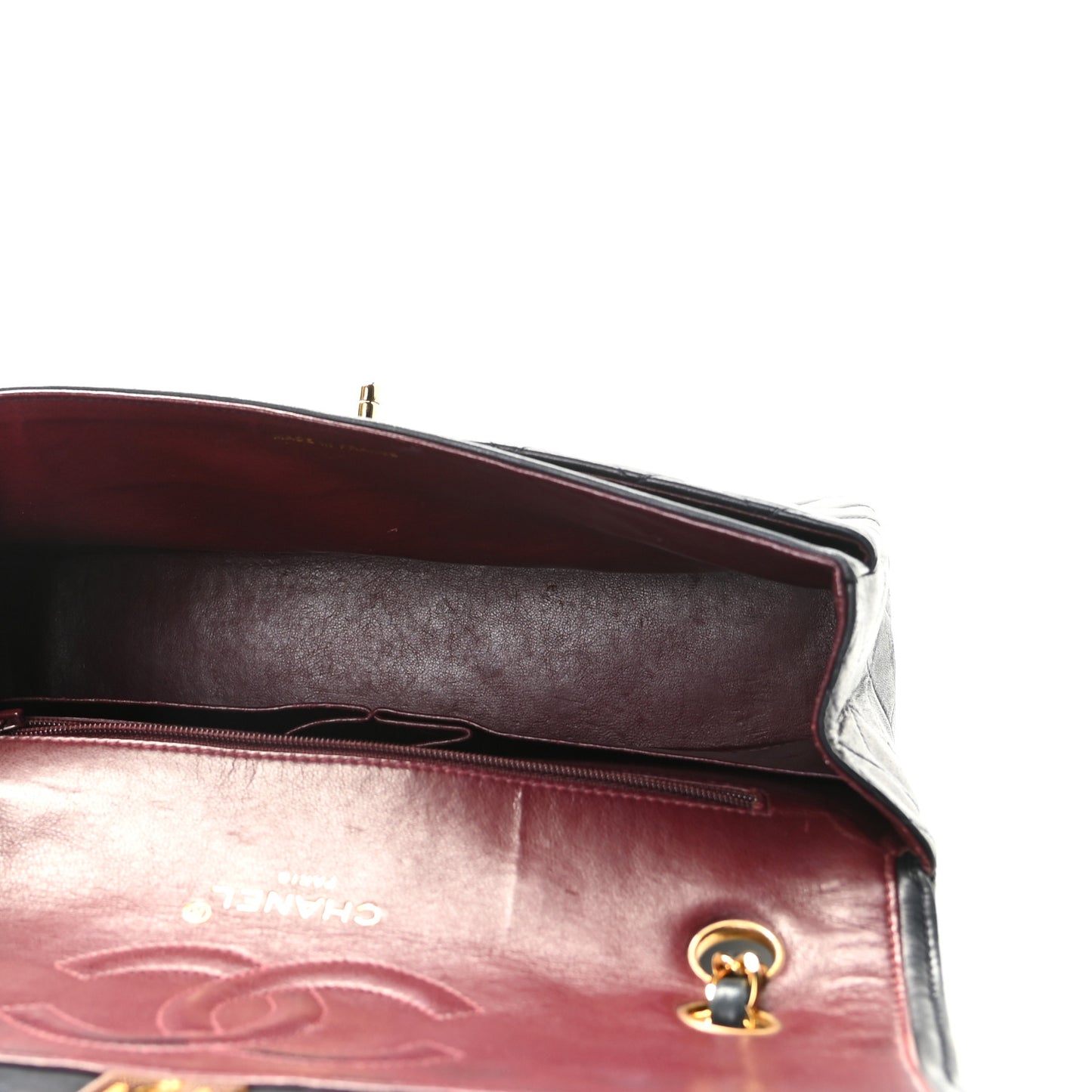 Lambskin Quilted Medium Single Flap Navy Blue