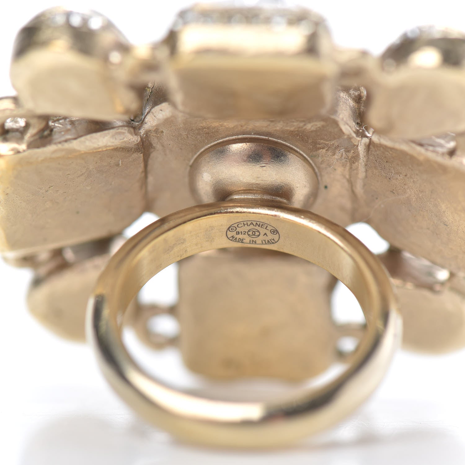 Chanel Gripoix Glitter Poured Glass CC Ring 6 Gold Multicolor 5 of 5