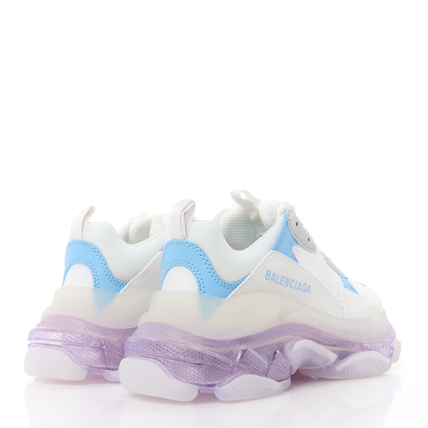 Fabric Mesh Clear Sole Womens Triple S Sneakers 36 Light Blue Grey Lilac White