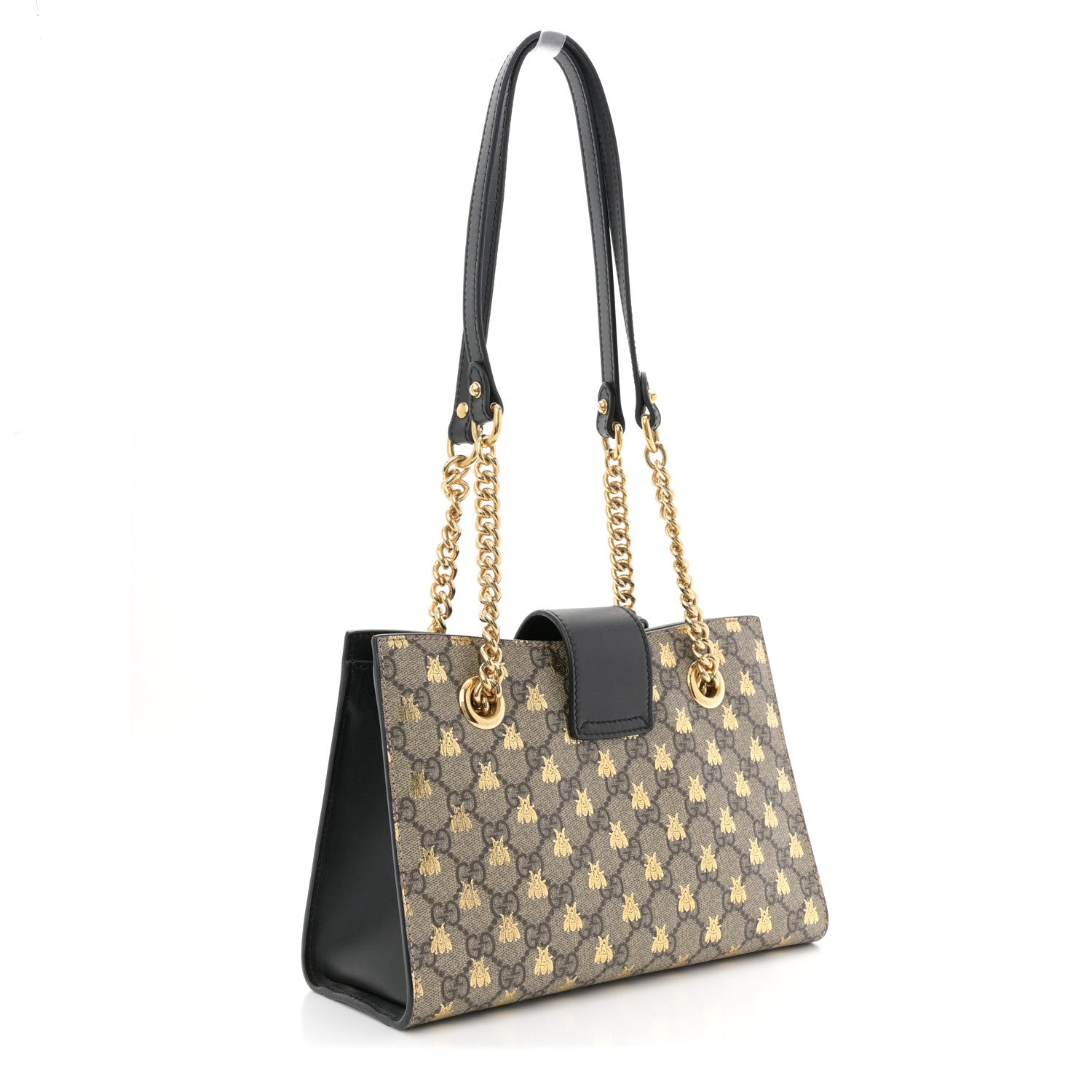 Gucci GG Supreme Monogram Bees Small Padlock Tote Beige Oro Black 3 of 10
