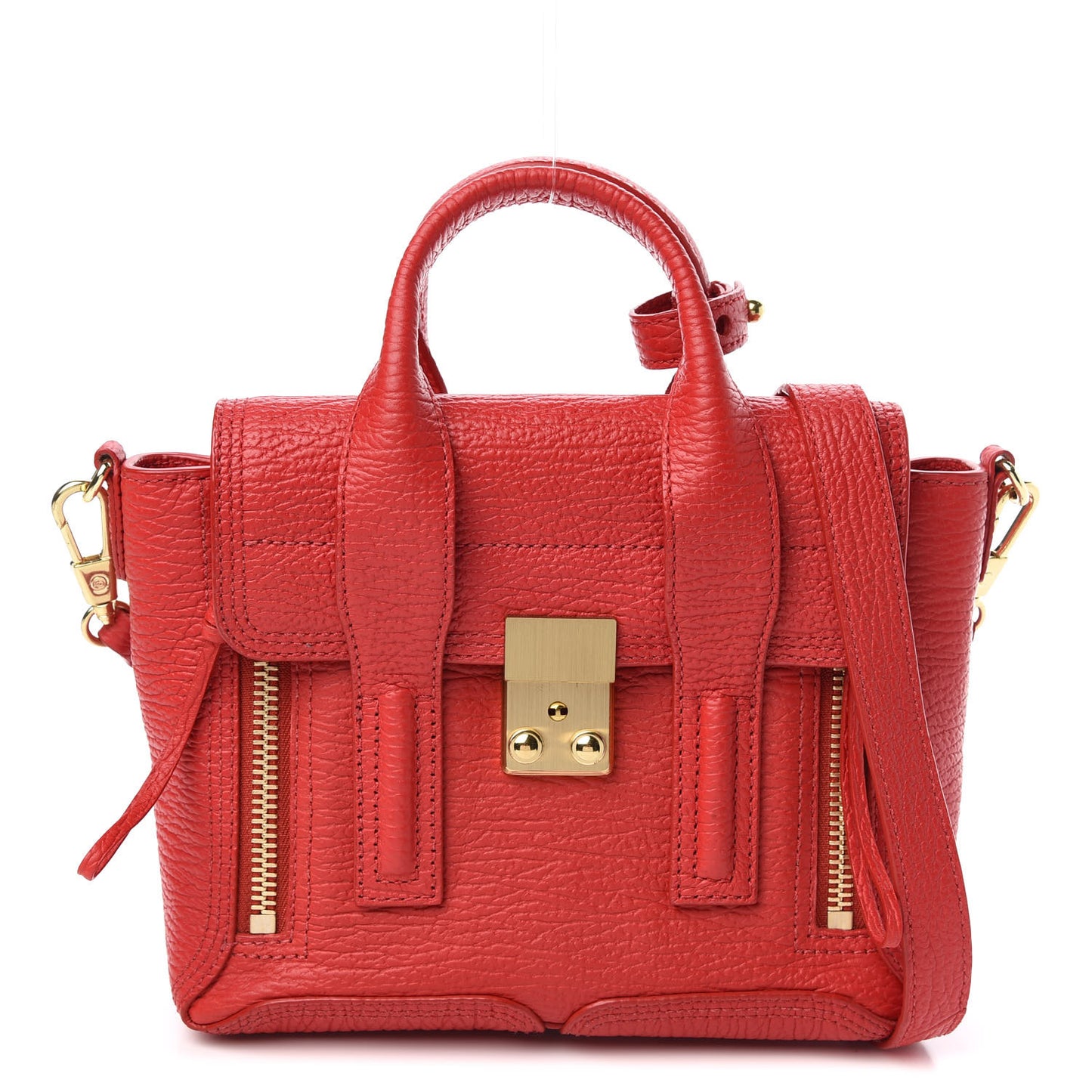 3.1 Textured Calfskin Mini Pashli Satchel Red