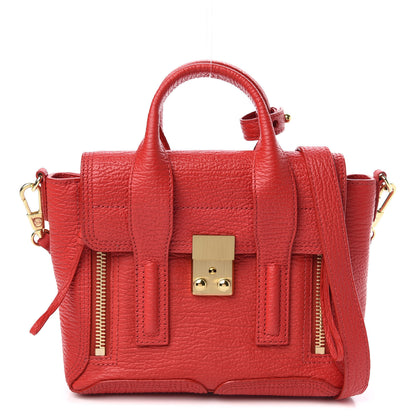3.1 Phillip Lim 3.1 Textured Calfskin Mini Pashli Satchel Red 1 of 10