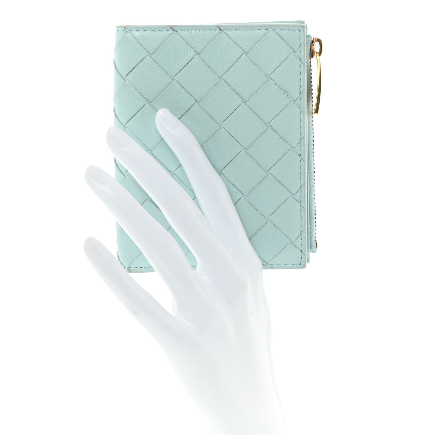 Bottega Veneta Nappa Intrecciato Bifold Zip Wallet Teal Washed 2 of 7