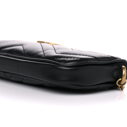 Gucci Calfskin Matelasse Mini GG Marmont Chain Crossbody Bag Black 9 of 9