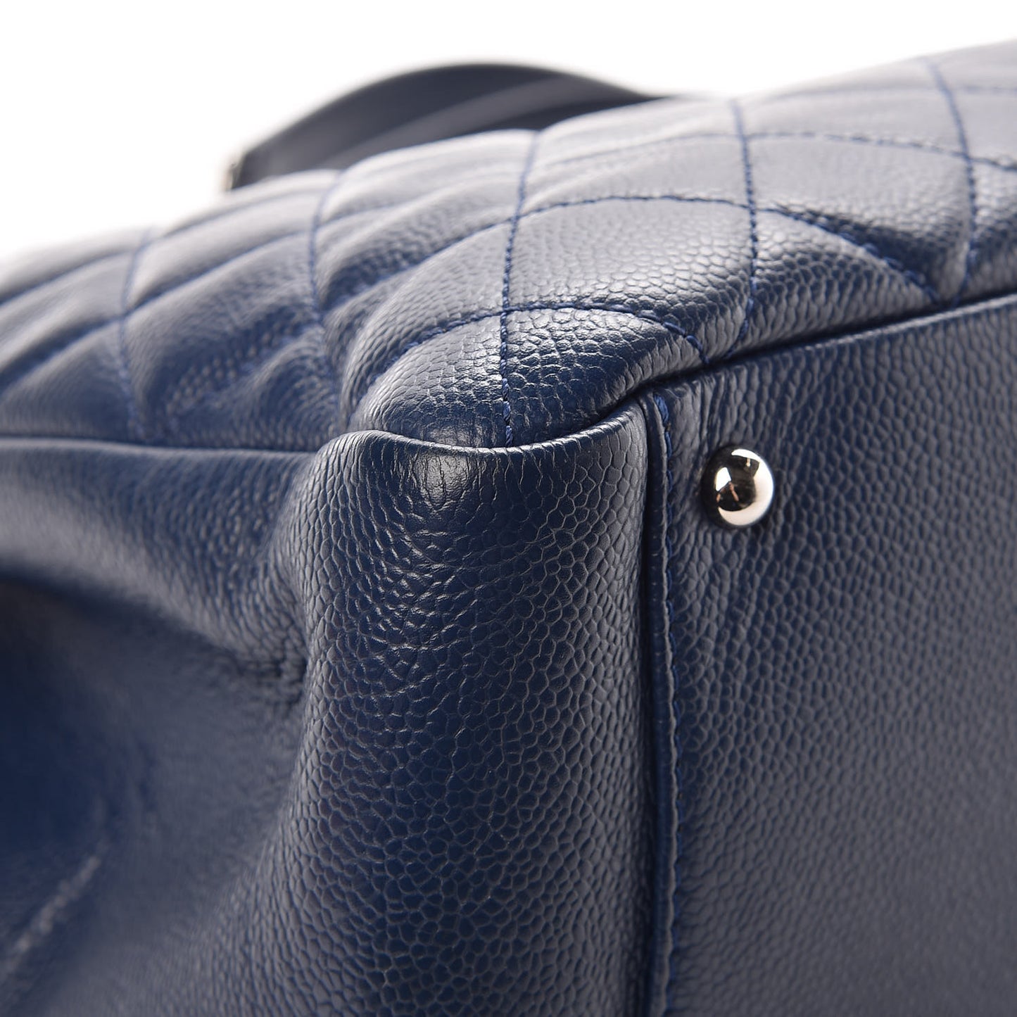 Caviar Quilted XL Grand Shopping Tote GST Navy Blue