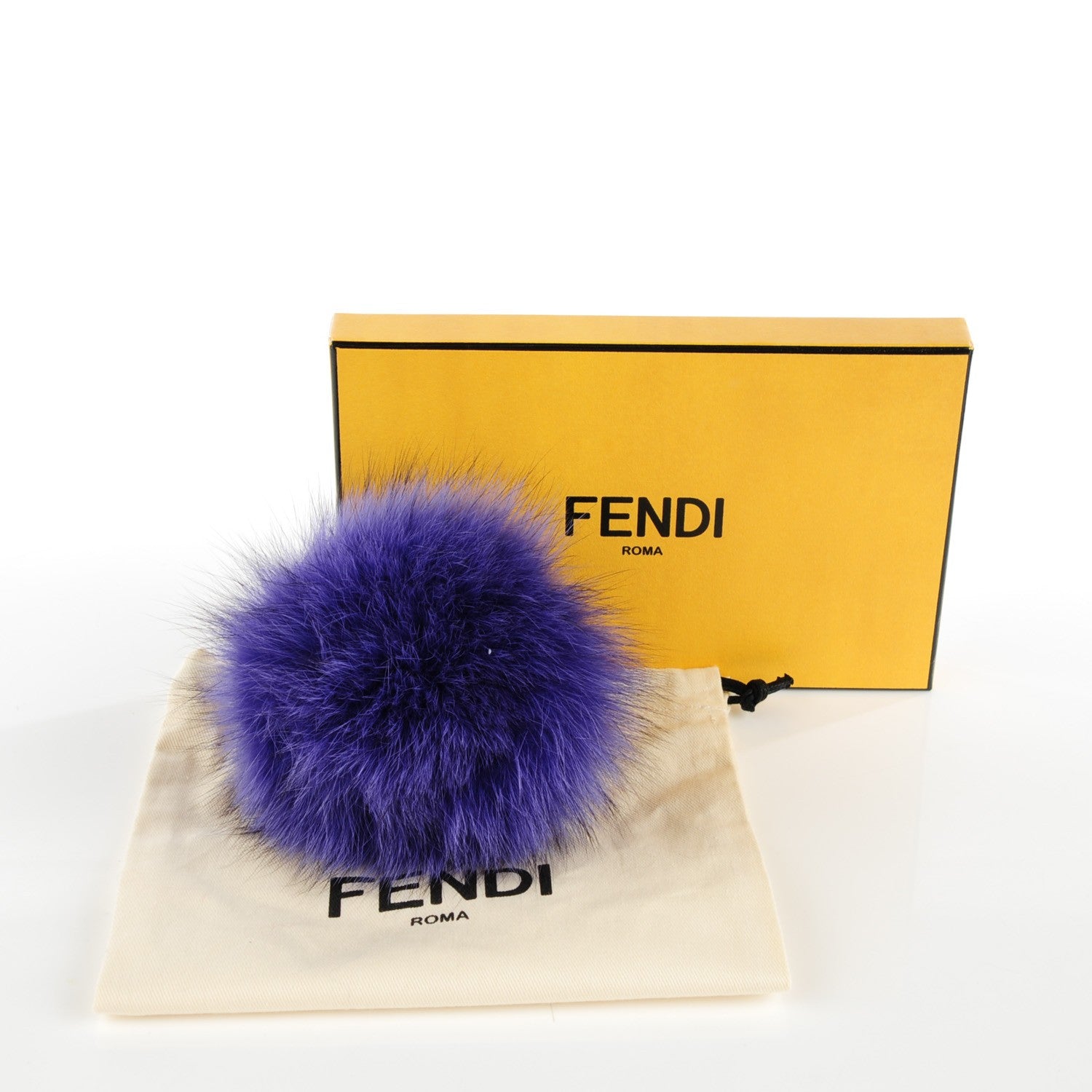 Fendi Fox Fur Vitello Elite Pom Pom Bag Charm Viola Cassis 4 of 4