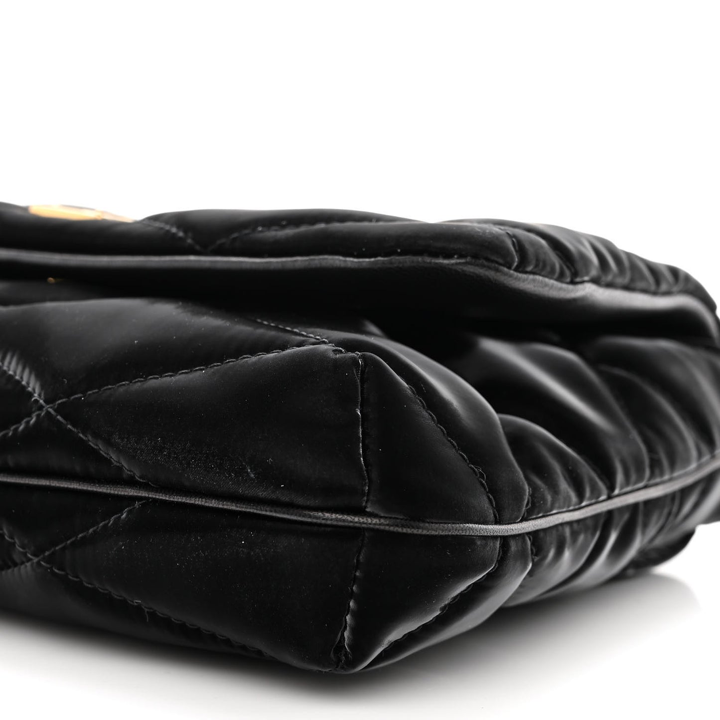 Satin Quilted Le 57 Diamond Shoulder Bag Black
