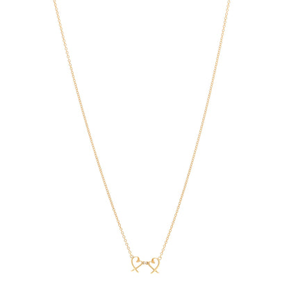Tiffany 18K Yellow Gold Diamond Paloma Picasso Double Loving Heart Pendant Necklace 1 of 5