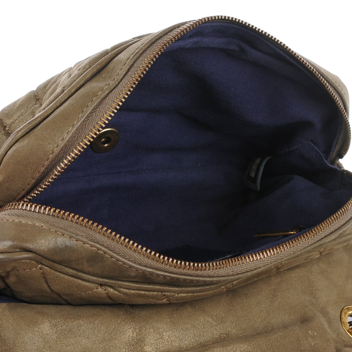 Iridescent Calfskin Quilted Small Shiva Flap Khaki