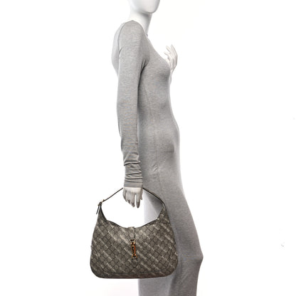 Gucci X BALENCIAGA GG Supreme Monogram Logo Print Medium Jackie 1961 Hobo Beige Ebony 2 of 10