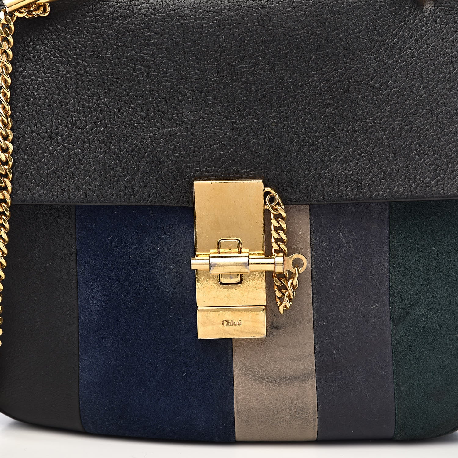 Chloe Suede Calfskin Patchwork Drew Shoulder Bag Black 18 of 18