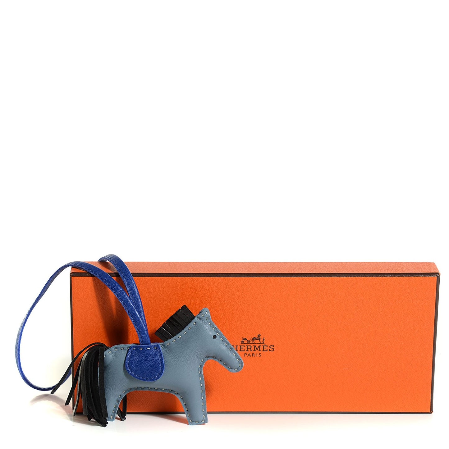 Milo Lambskin Grigri Rodeo Horse Bag Charm PM Bleu Lin Bleu Electrique Noir