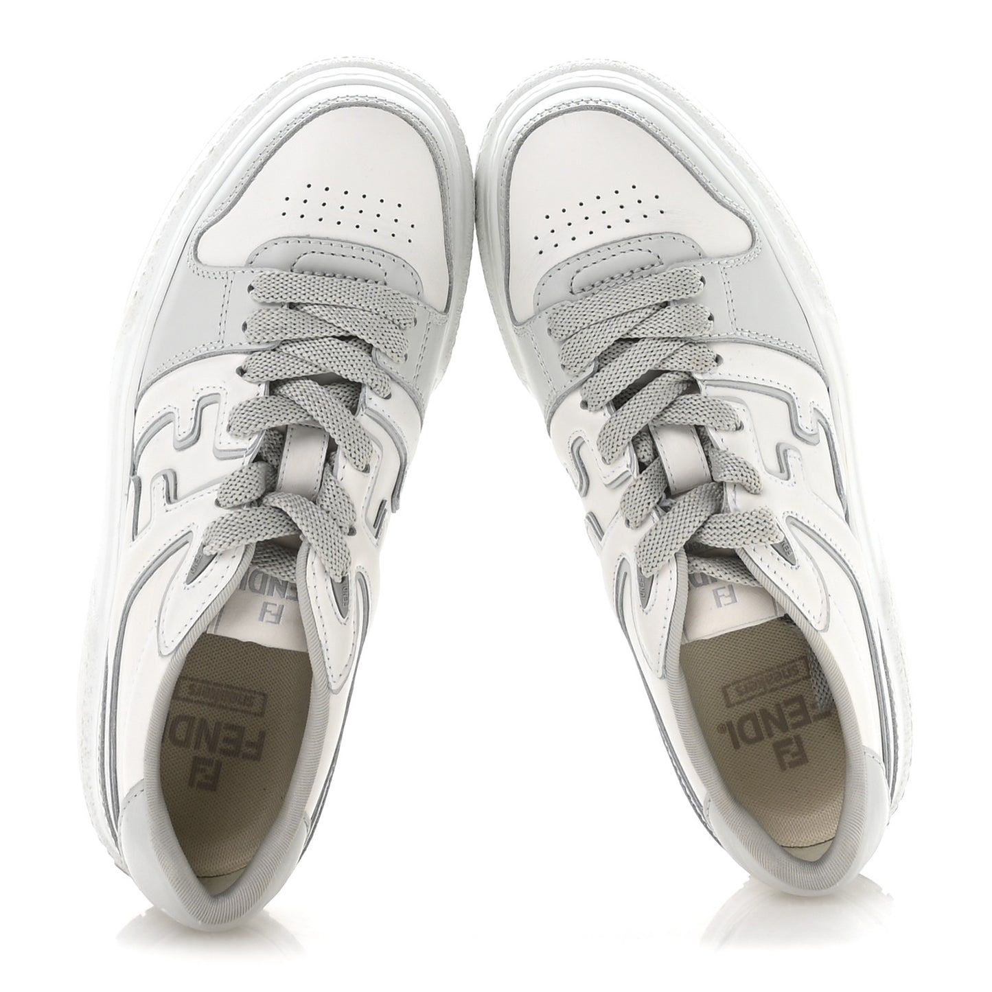 Suede Vitello Fendi Logo Match Low Top Sneakers 37.5 Cream Tobacco Black