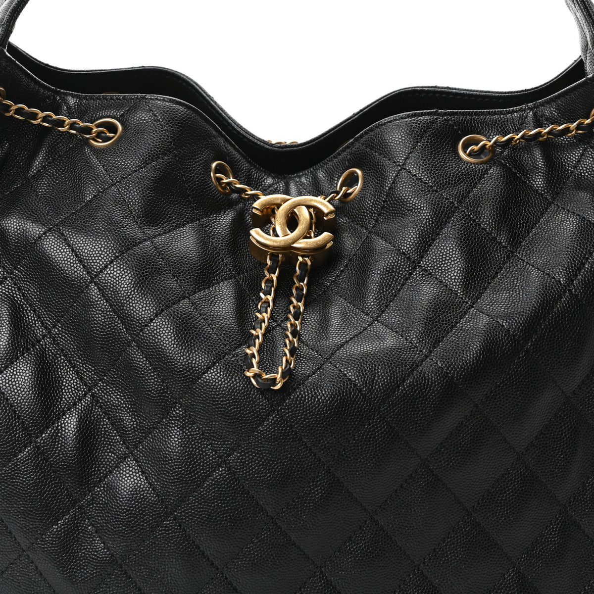 Caviar Quilted Medium Chanel 25 Handbag Black