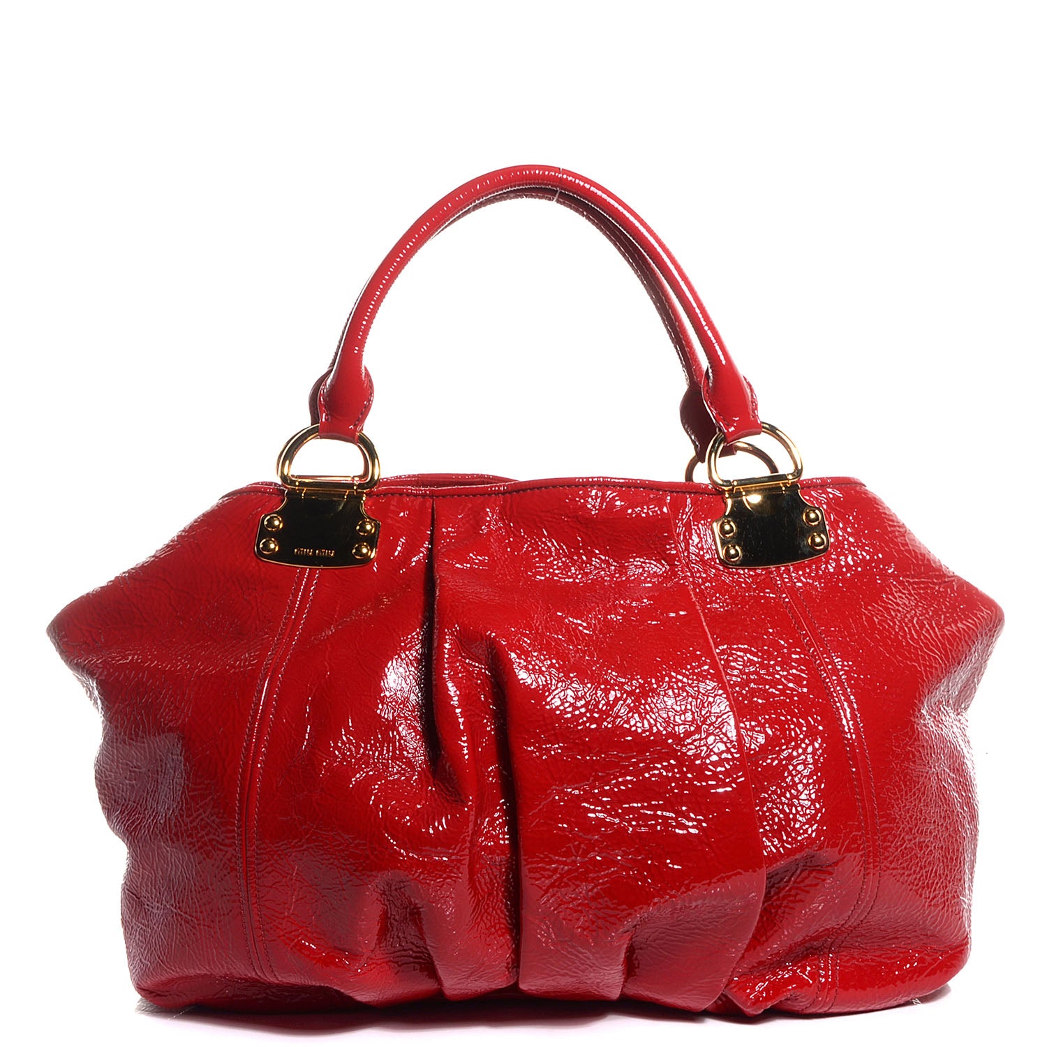 Miu Miu Crinkle Patent Tote Rosso 1 of 9