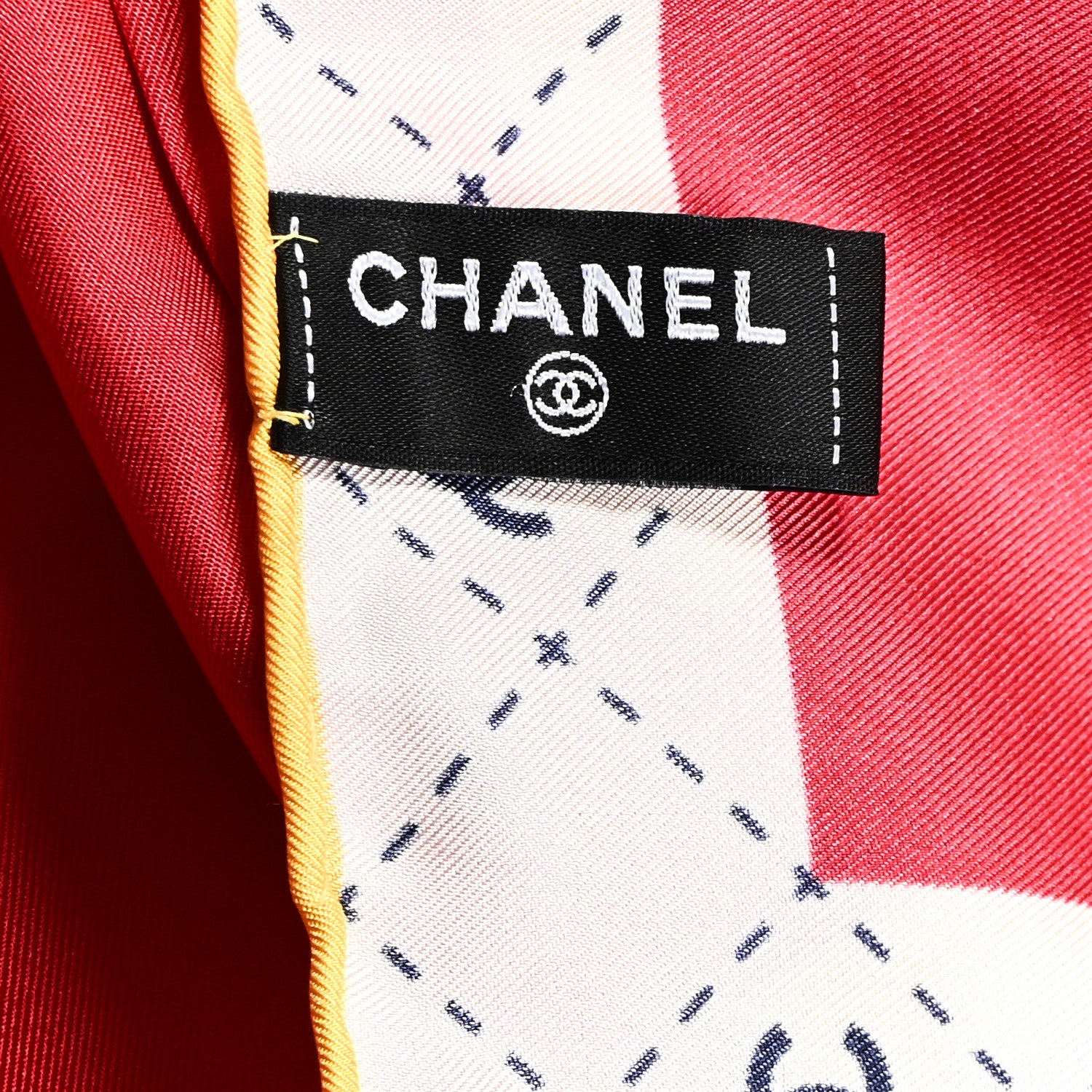 Chanel Silk CC Logo Square Scarf Red Multicolor 3 of 3