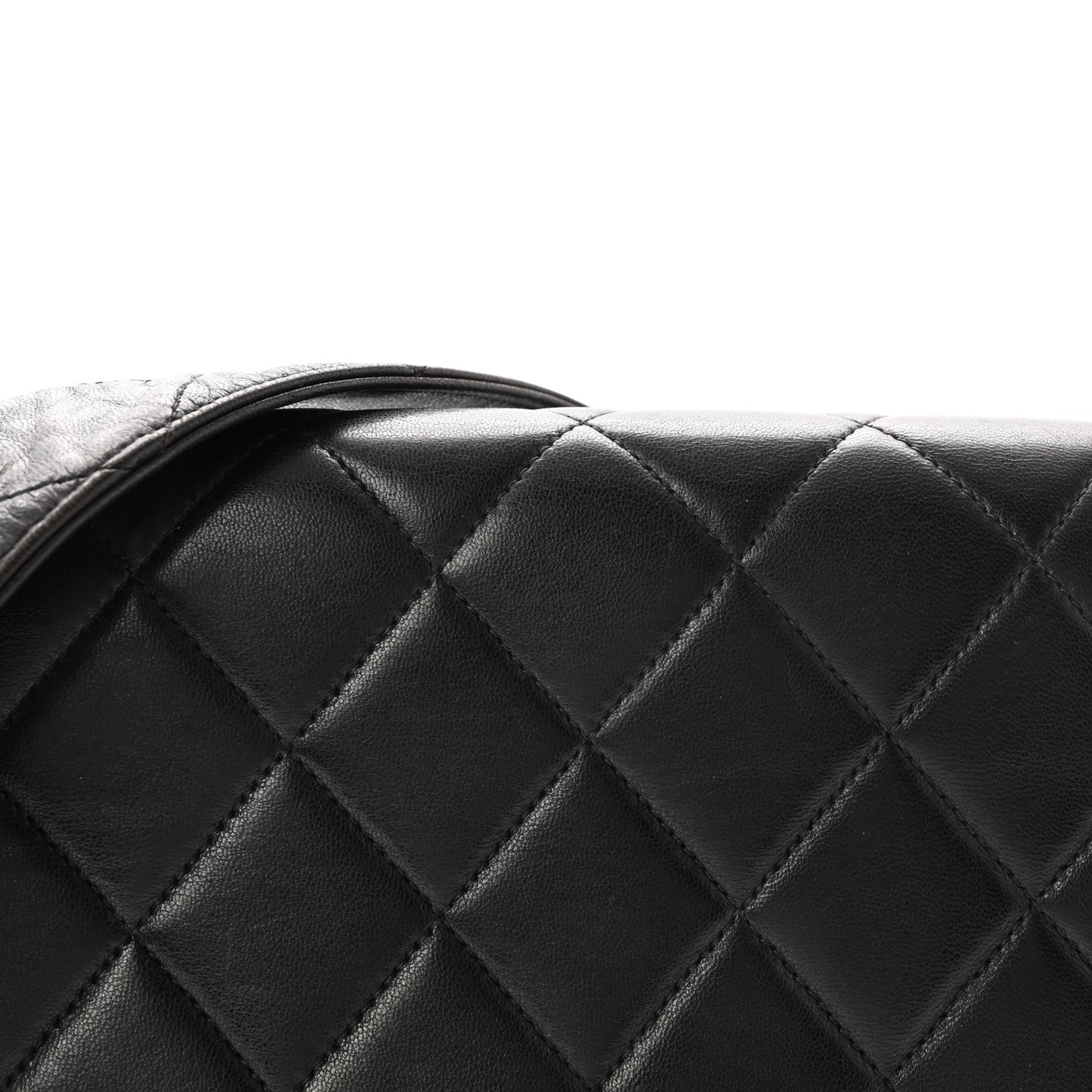 Lambskin Quilted Flap Shoulder Bag Black