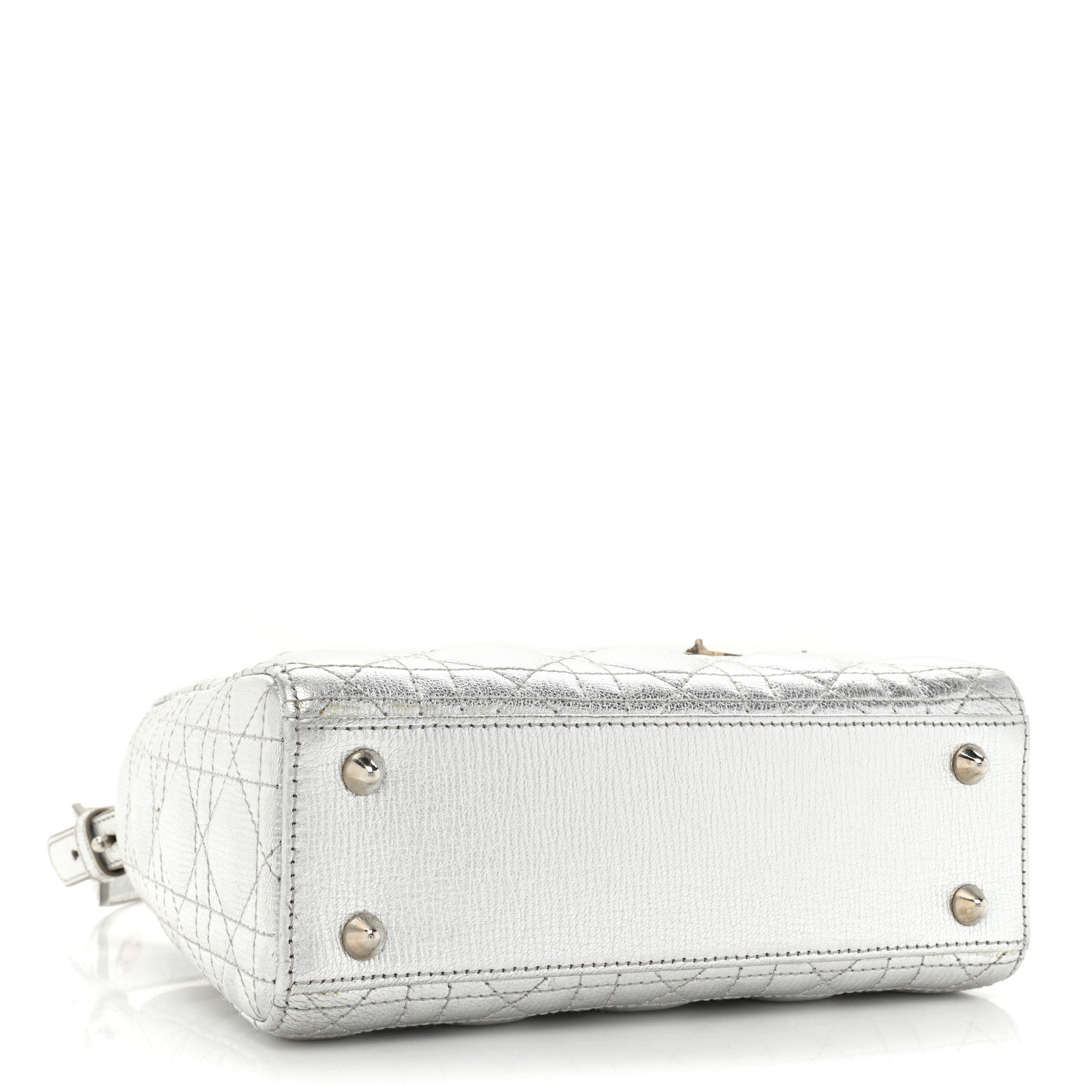 Christian Dior Metallic Grained Calfskin Cannage Small Lucky Badges My Lady Dior Silver 4 of 17