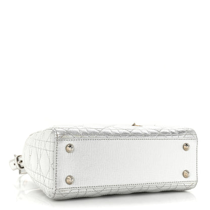 Christian Dior Metallic Grained Calfskin Cannage Small Lucky Badges My Lady Dior Silver 4 of 17