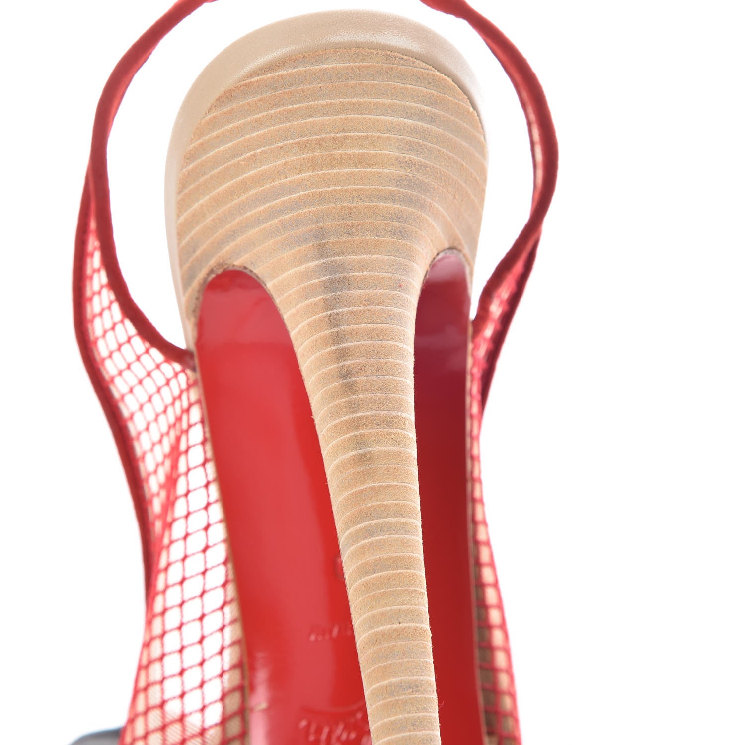 Christian Louboutin Fishnet Mesh Exclu 140 Platform Slingback Pumps 40 Red 8 of 11