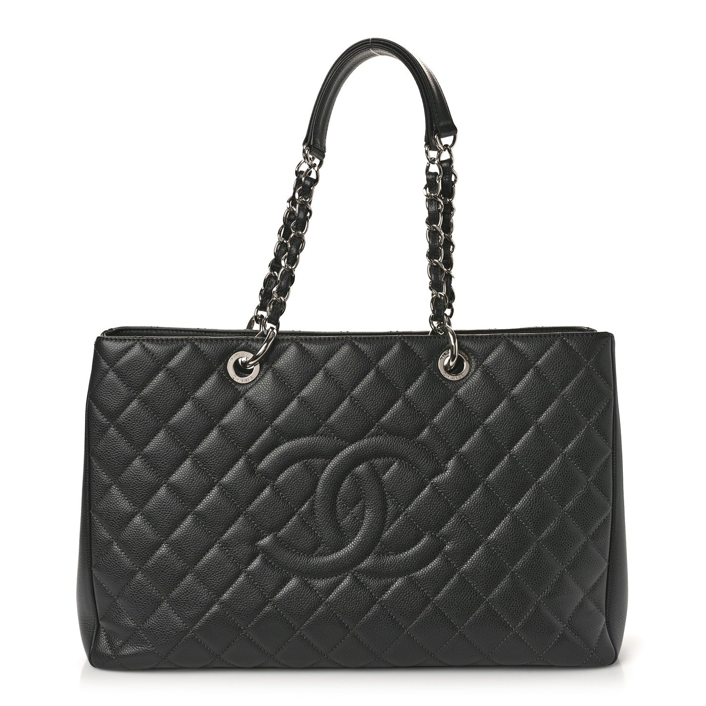 Caviar Quilted XL Grand Shopping Tote GST Dark Grey