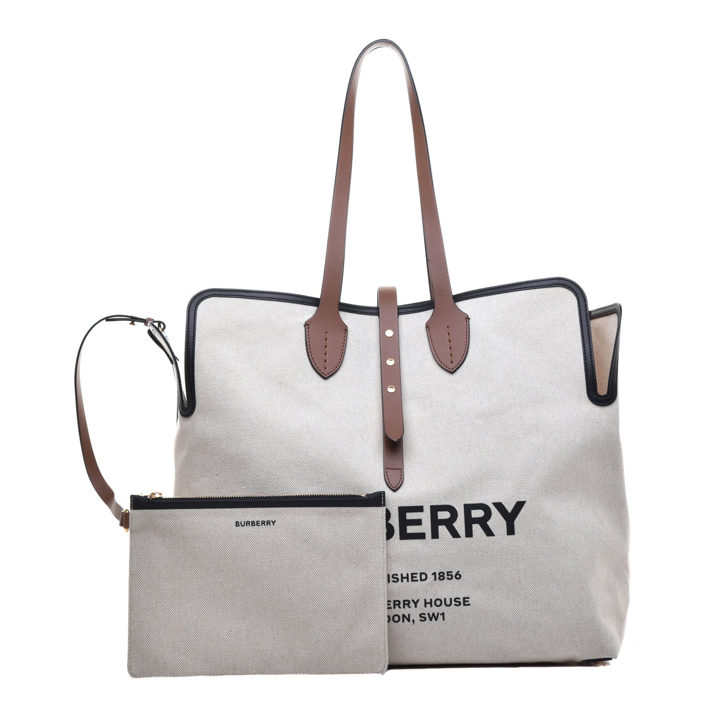 Cotton Canvas Calfskin Large Soft Belted Tote Bag Natural