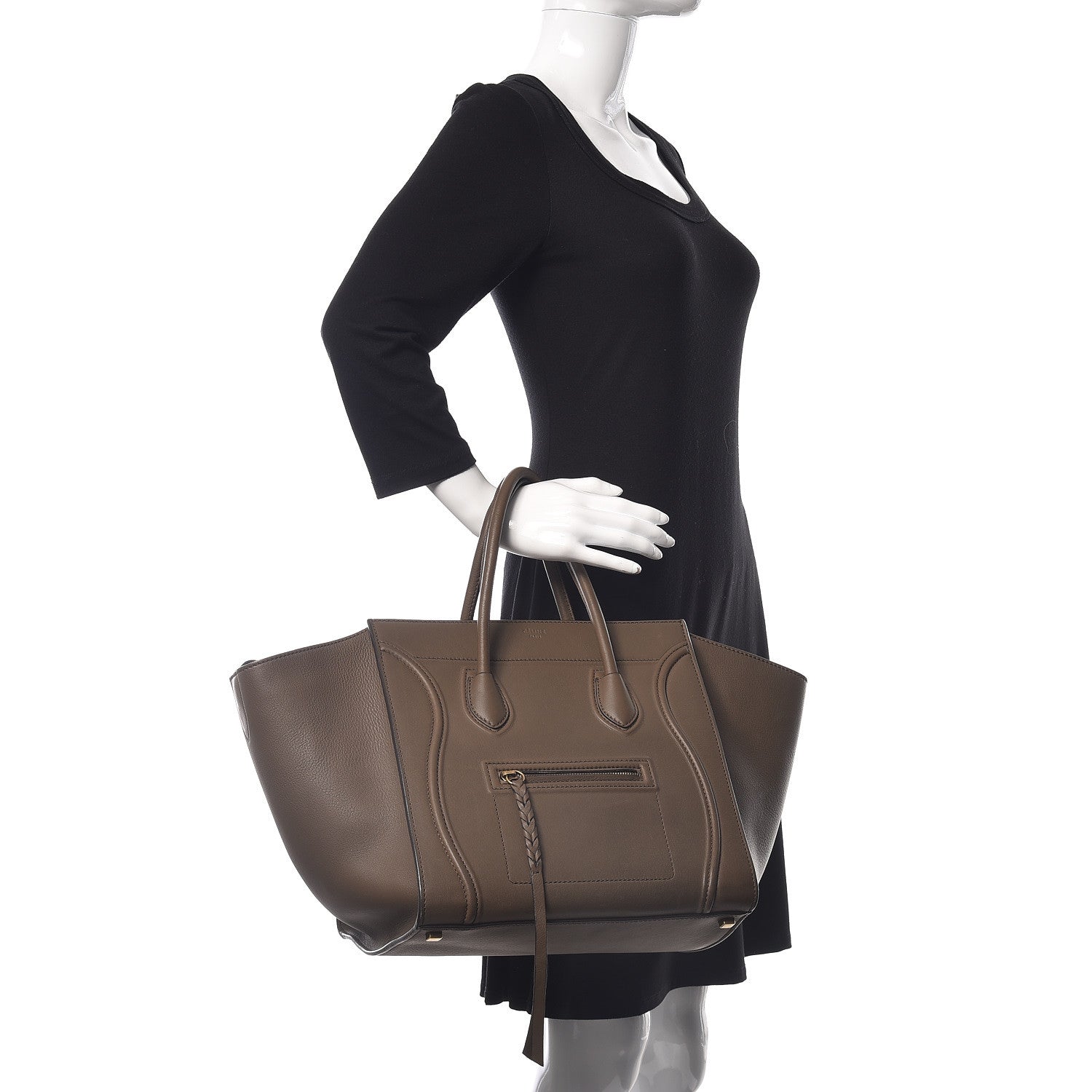 Celine Supple Calfskin Medium Phantom Luggage Khaki 2 of 12