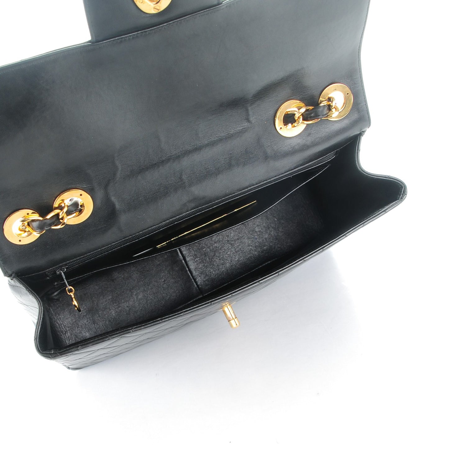 Lambskin Quilted Jumbo Single Flap Black