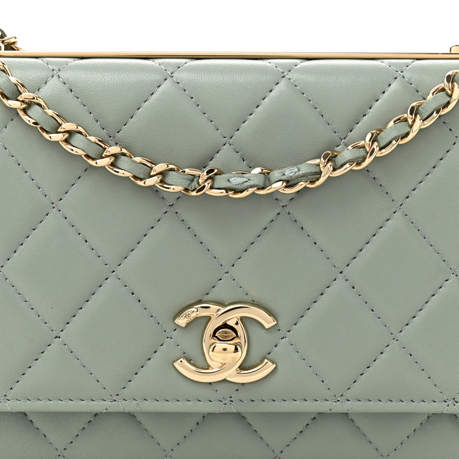 Chanel Lambskin Quilted Trendy CC Wallet On Chain WOC Grey 8 of 11