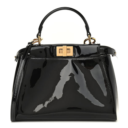 Fendi Vitello Vernice Mou Mini Peekaboo Iconic Satchel Black 1 of 8